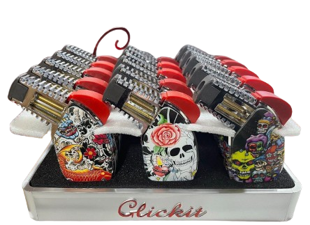 GT-016E-E - Single Torch Mixed Skull Lighter