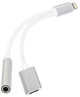 Lightning to Dual Jack(3.5AUX, USB C) Adapter